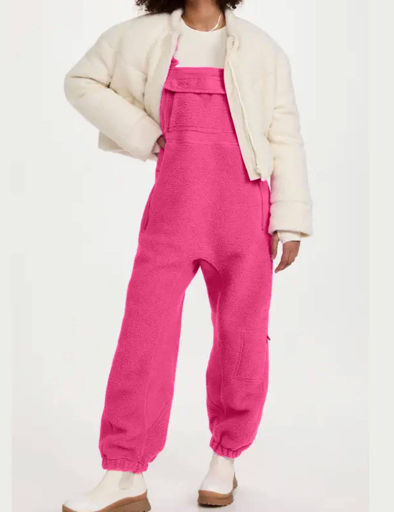 Ladies Fleece Sleeveless Jumpsuit Strape Shoulder Overall