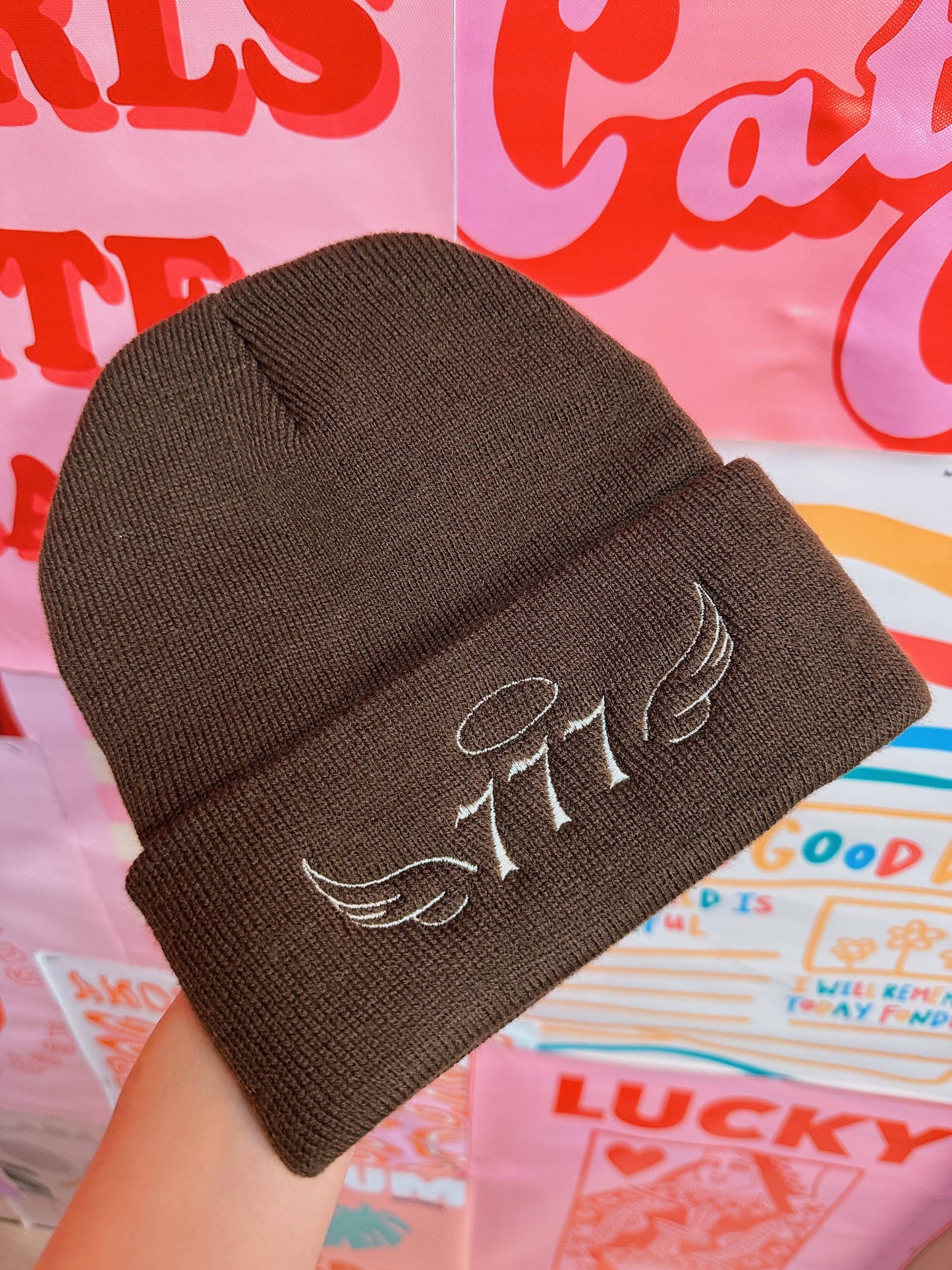 Angel Number Beanie -777 Brown