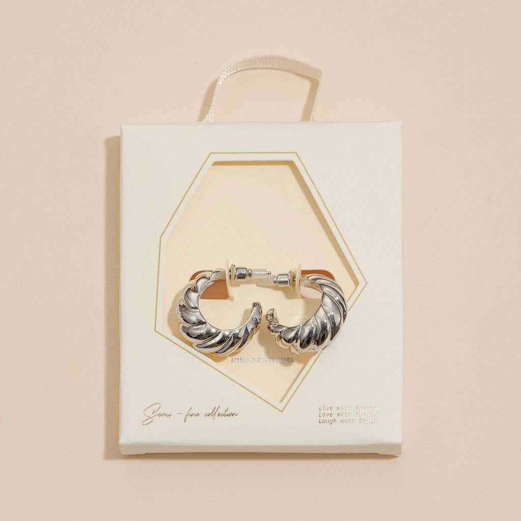 Twisted 18K Gold Dip Open Hoop Earrings - Elegant Look