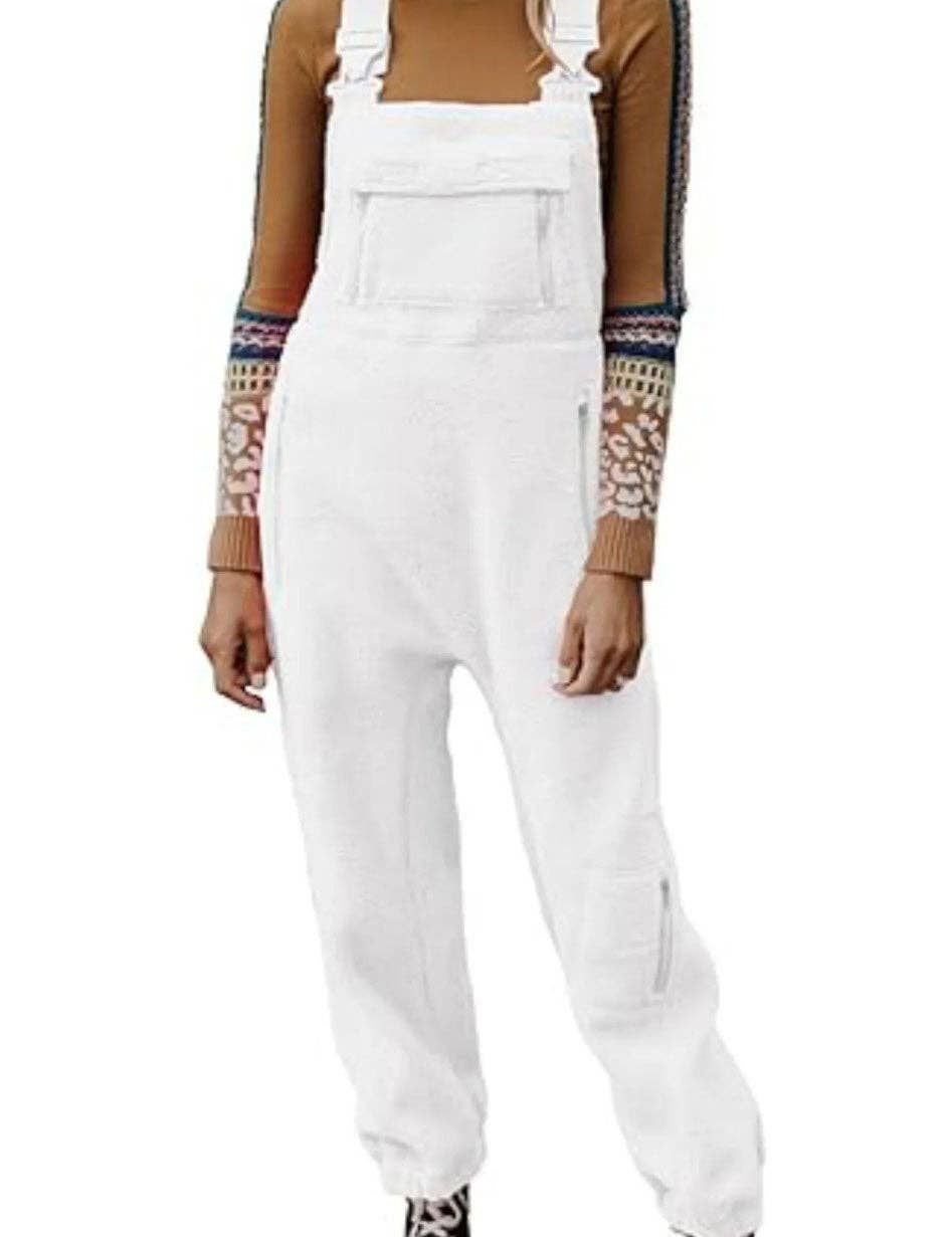 Ladies Fleece Sleeveless Jumpsuit Strape Shoulder Overall