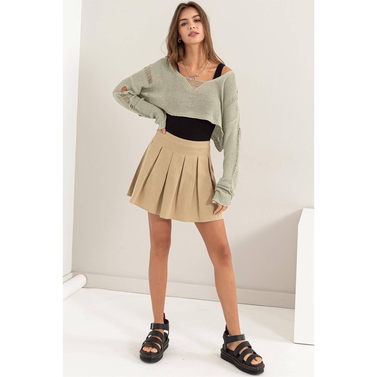 Distressed Sweater Crop Top