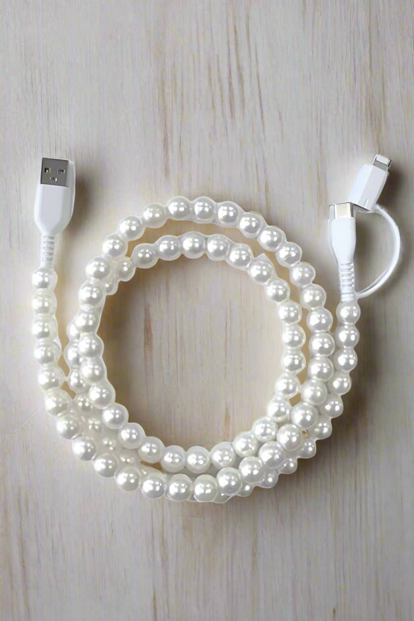 White Pearl Cord Phone Charger