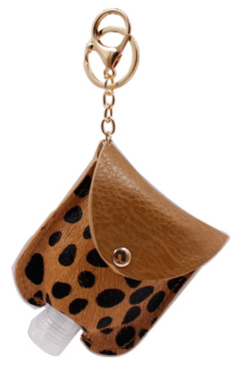 Genuine Leather Animal Sanitizer Keychain Holder