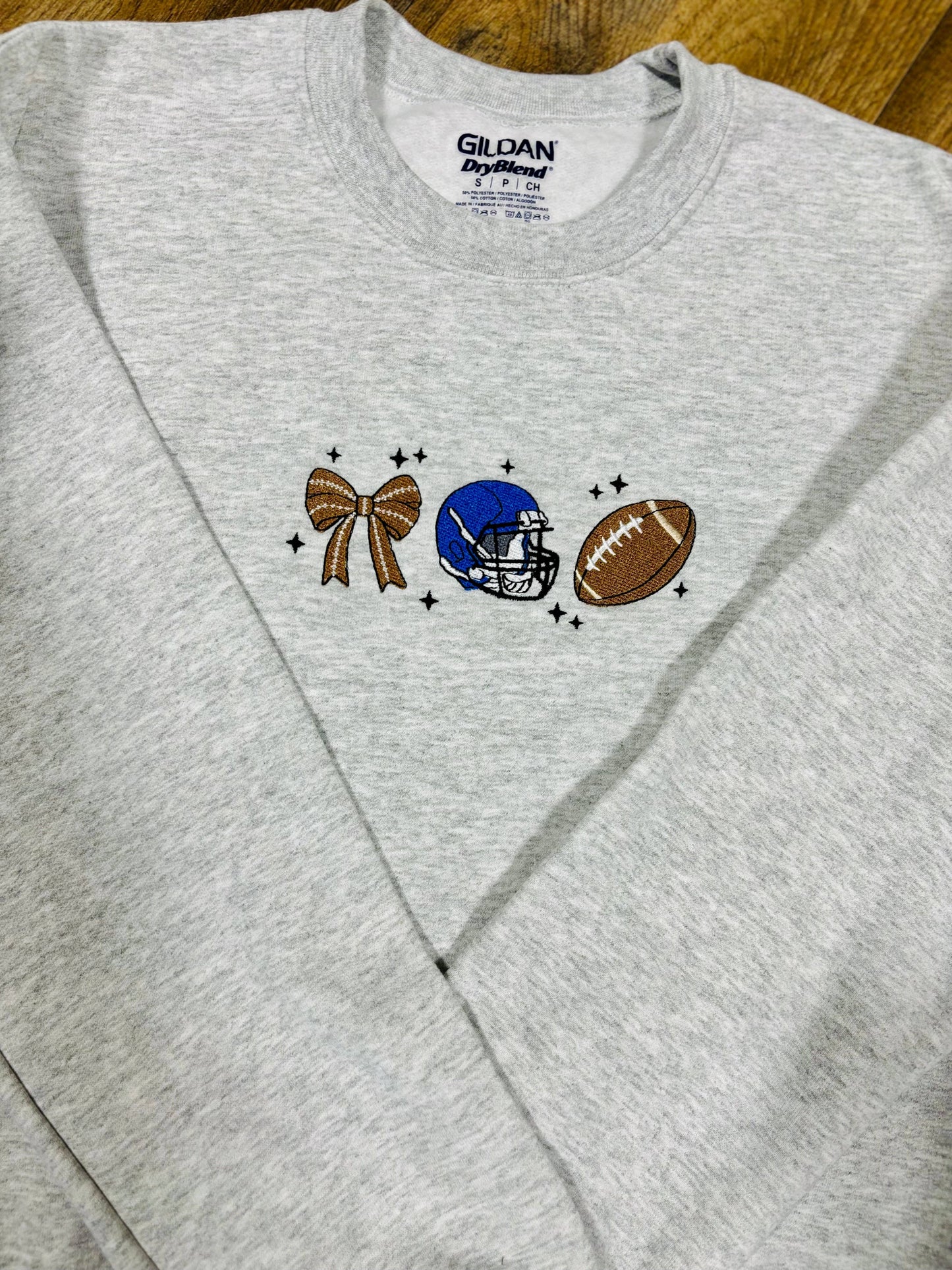 Embroidered Football Girly Crew