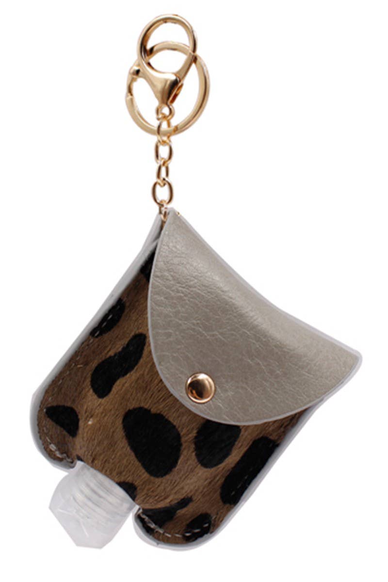 Genuine Leather Animal Sanitizer Keychain Holder