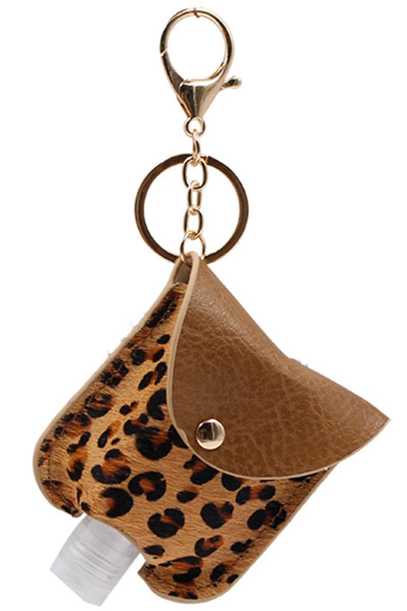 Genuine Leather Animal Sanitizer Keychain Holder