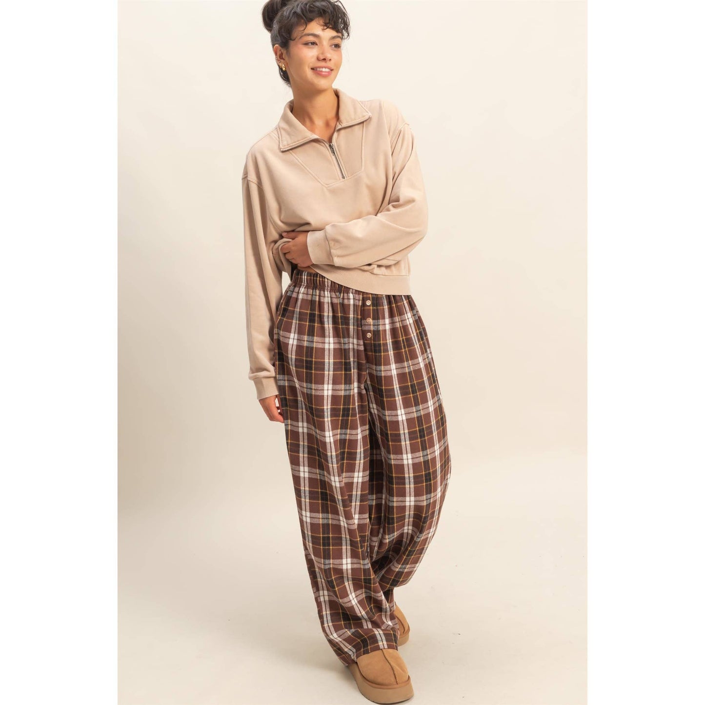 Plaid Wide Leg Lounge Pants