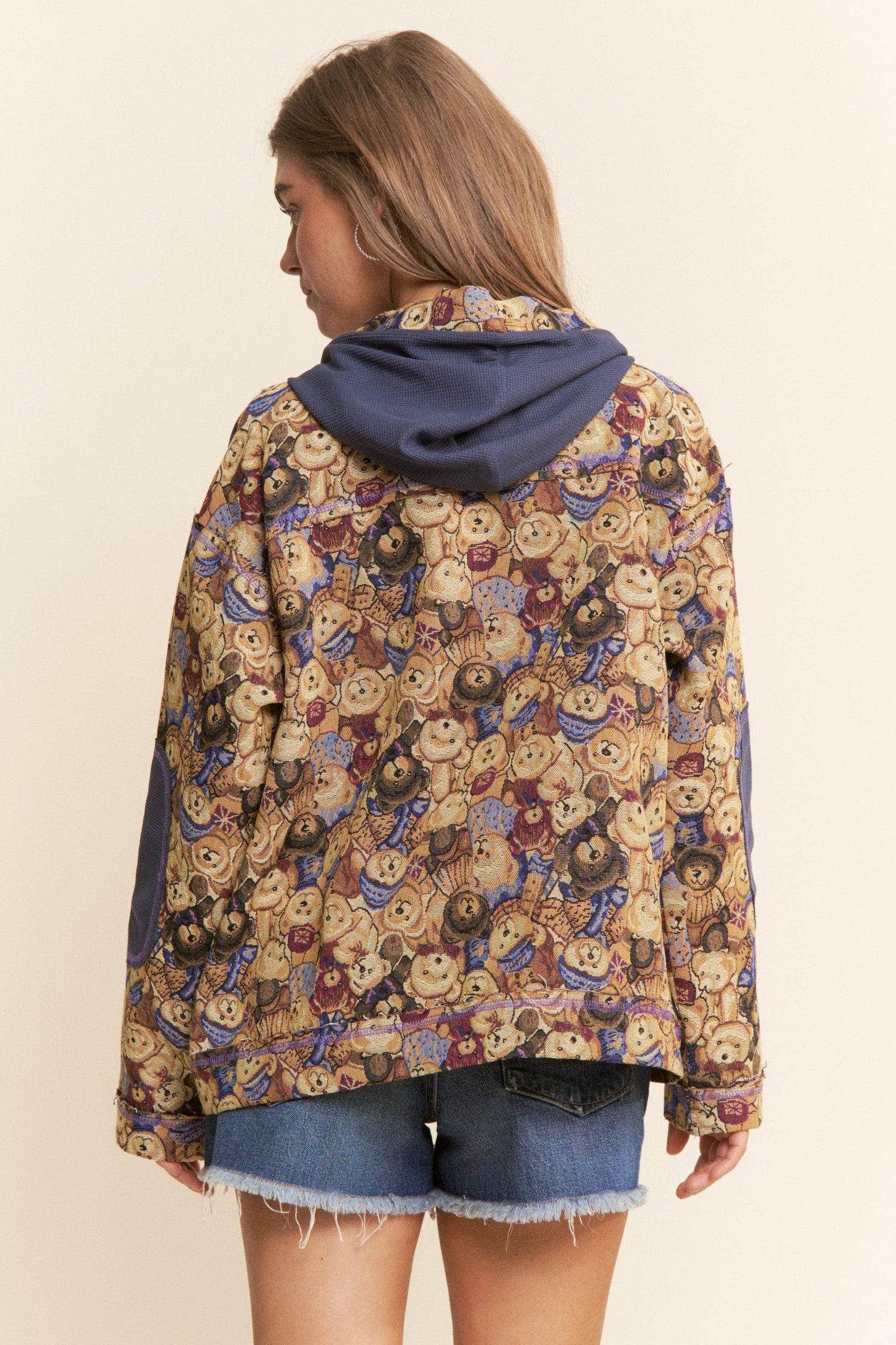 Teddy Bear Design Knit Hooded Jacket