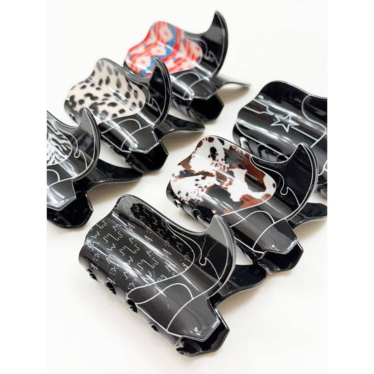 Western Cowboy Boot Hair Claw Clips