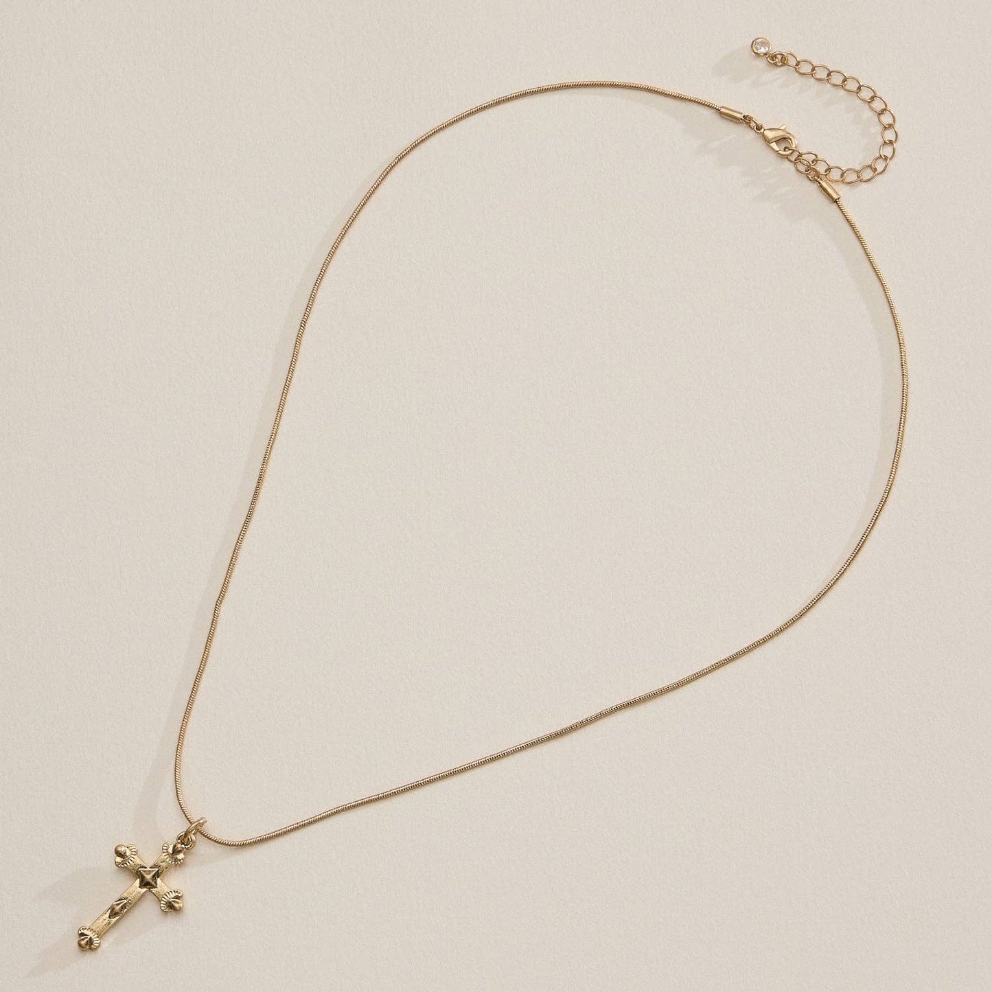 Gold Cross Pendant on Dainty Chain Necklace