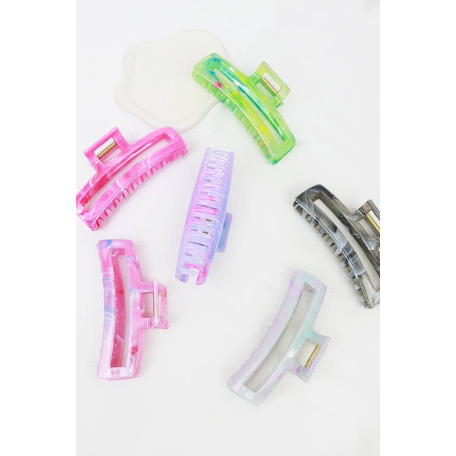 Shimmering Marbled Cut Out Rectangle Hair Claw