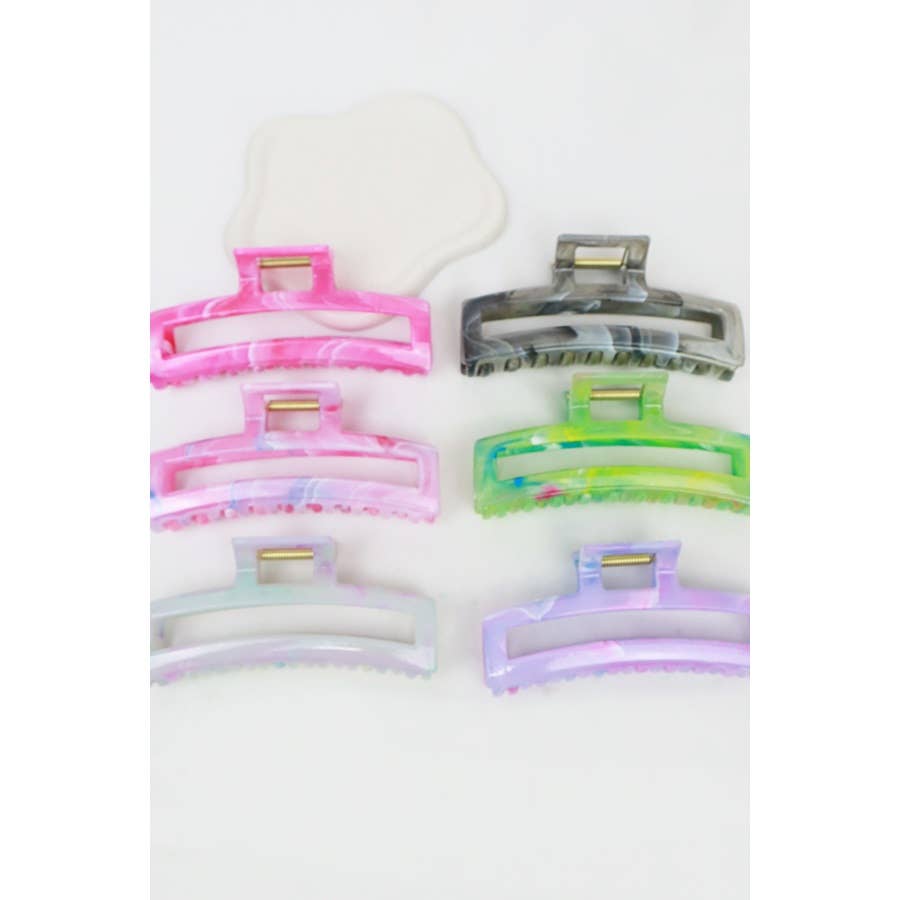 Shimmering Marbled Cut Out Rectangle Hair Claw