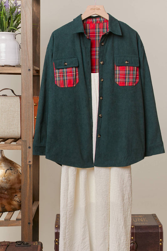 Reversible Corduroy and Plaid Button Down Shirt