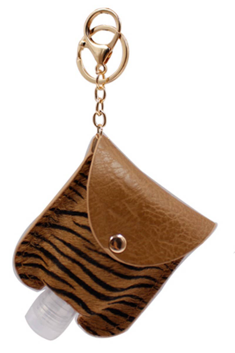 Genuine Leather Animal Sanitizer Keychain Holder