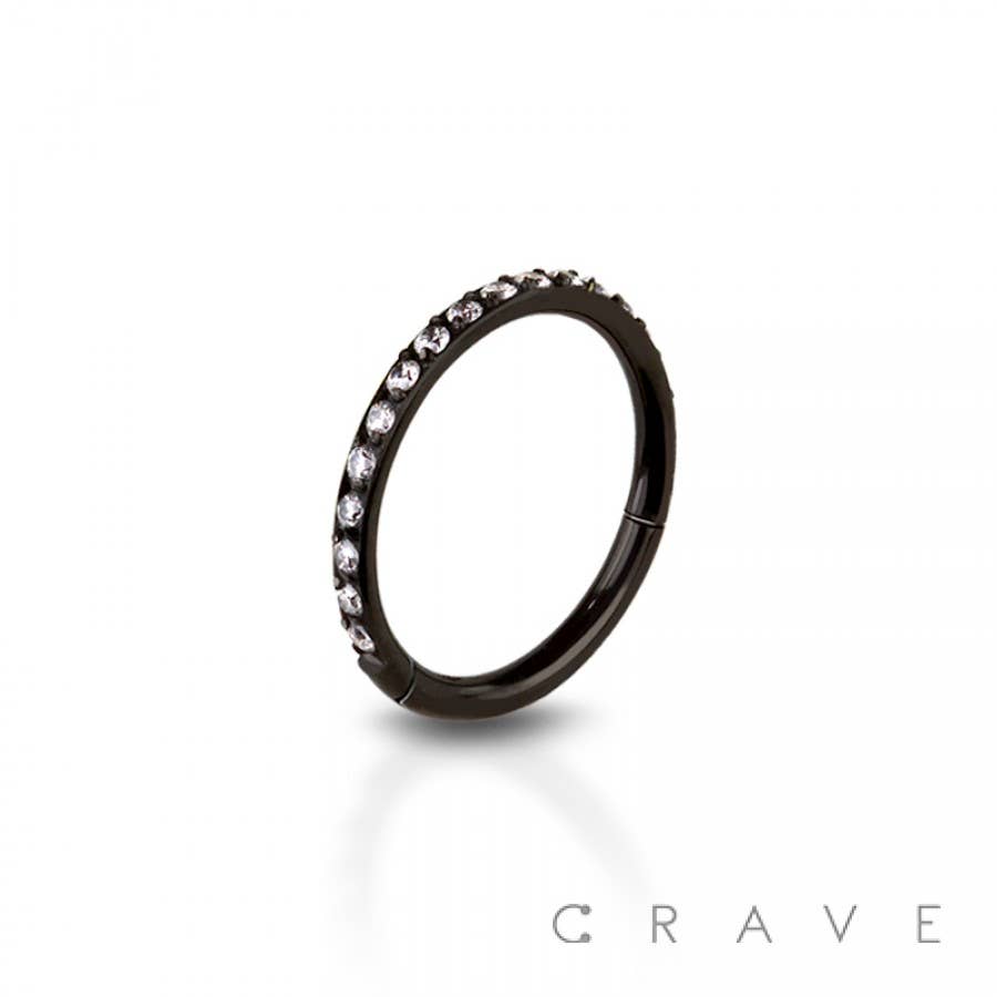 316L SS SIDE CZ HINGED SEGMENT RING FOR SEPTUM,HELIX, TRAGUS