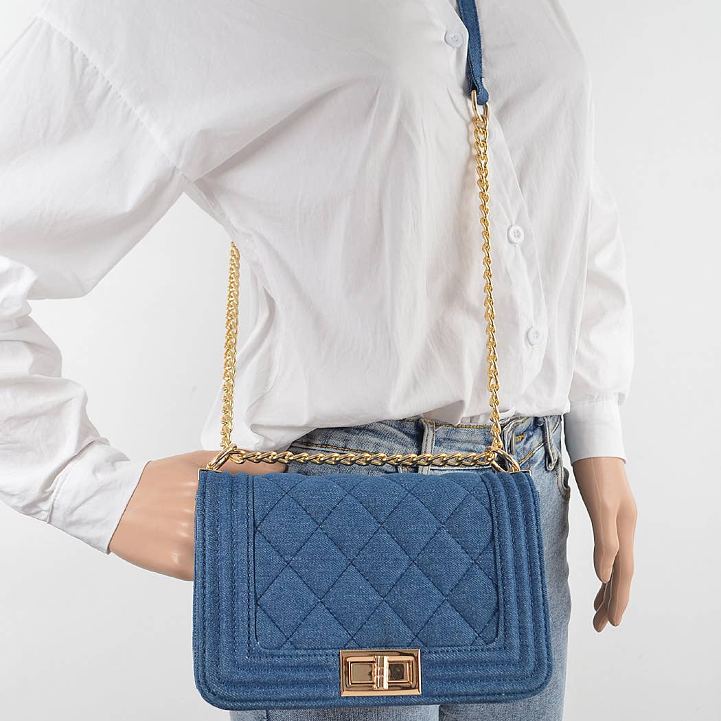 Quilted Denim Crossbody Bag