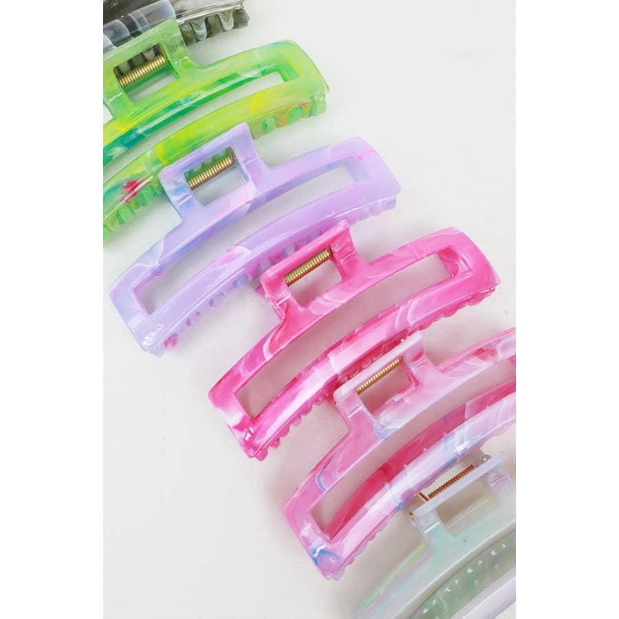 Shimmering Marbled Cut Out Rectangle Hair Claw