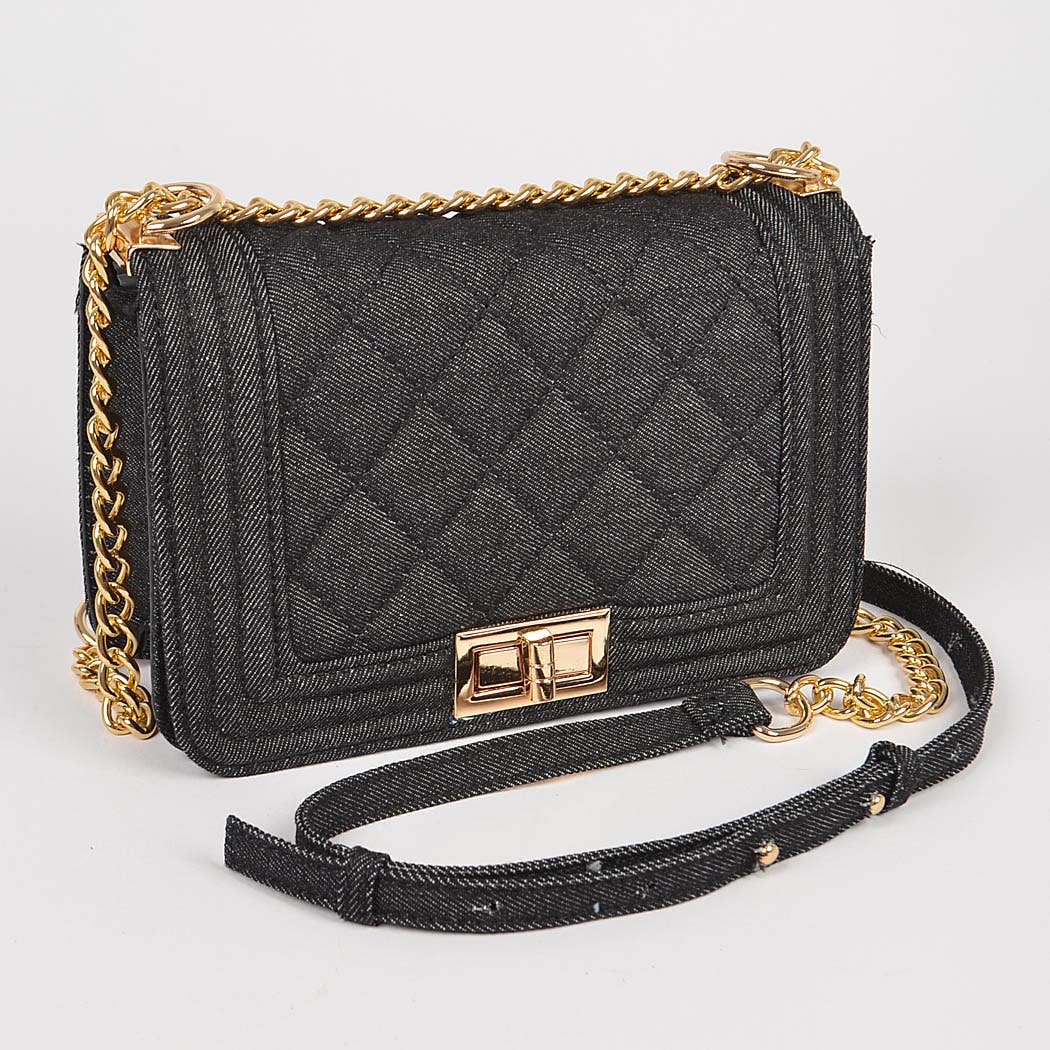 Quilted Denim Crossbody Bag