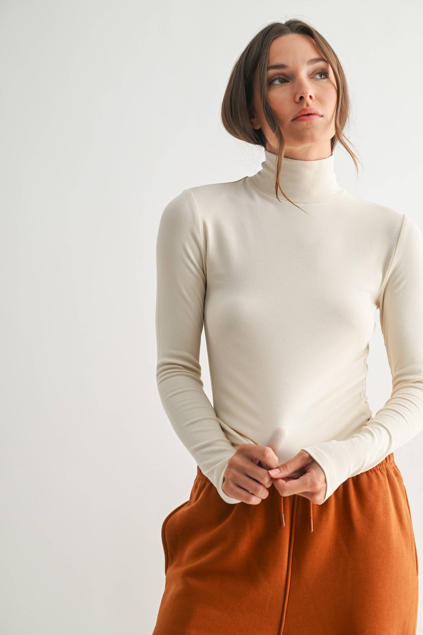 MonoB Micro Ribbed Long Sleeve Turtleneck