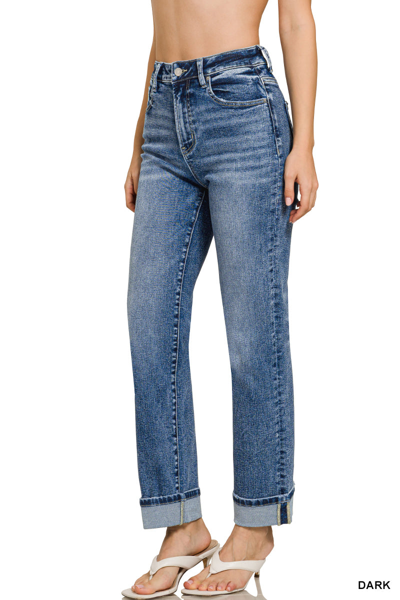 Zenana Cuffed Straight Leg