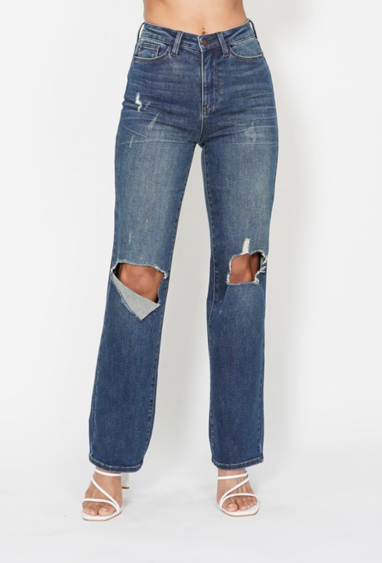 Judy Blue HW Ripped Knee Dad Jean