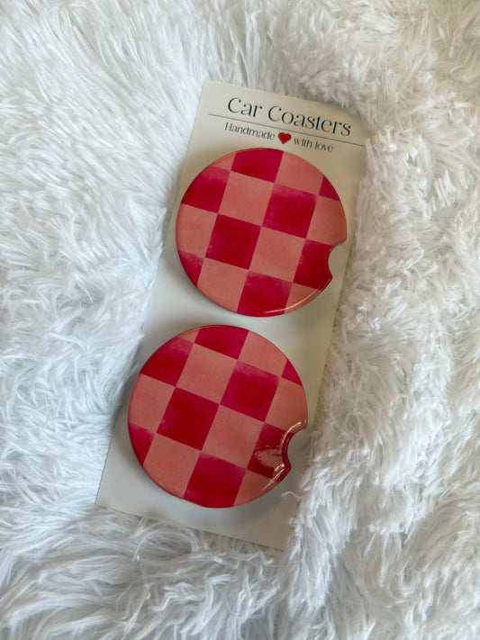 Pink Checkered Coaster
