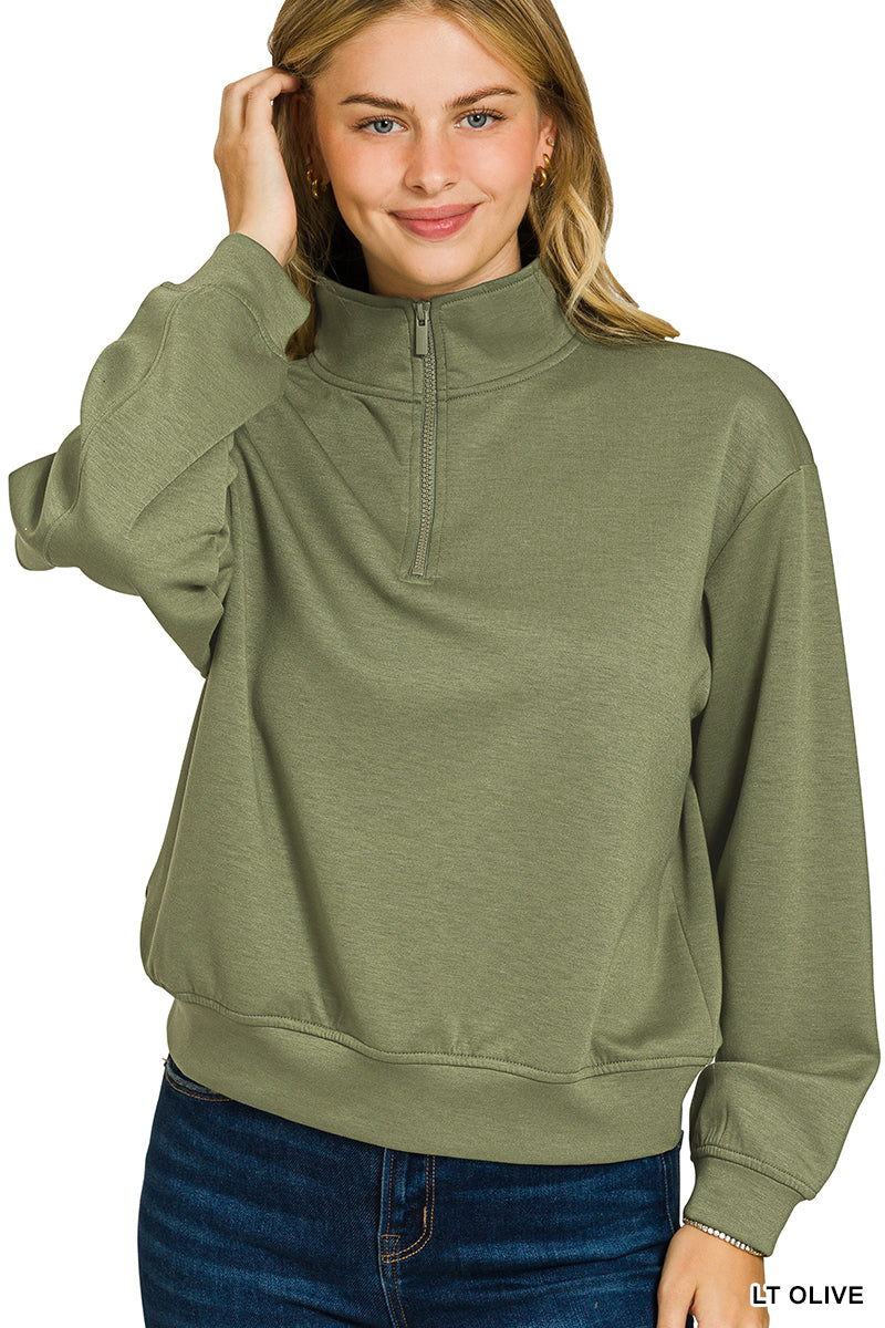 Zenana Scuba Half Zip Pullover