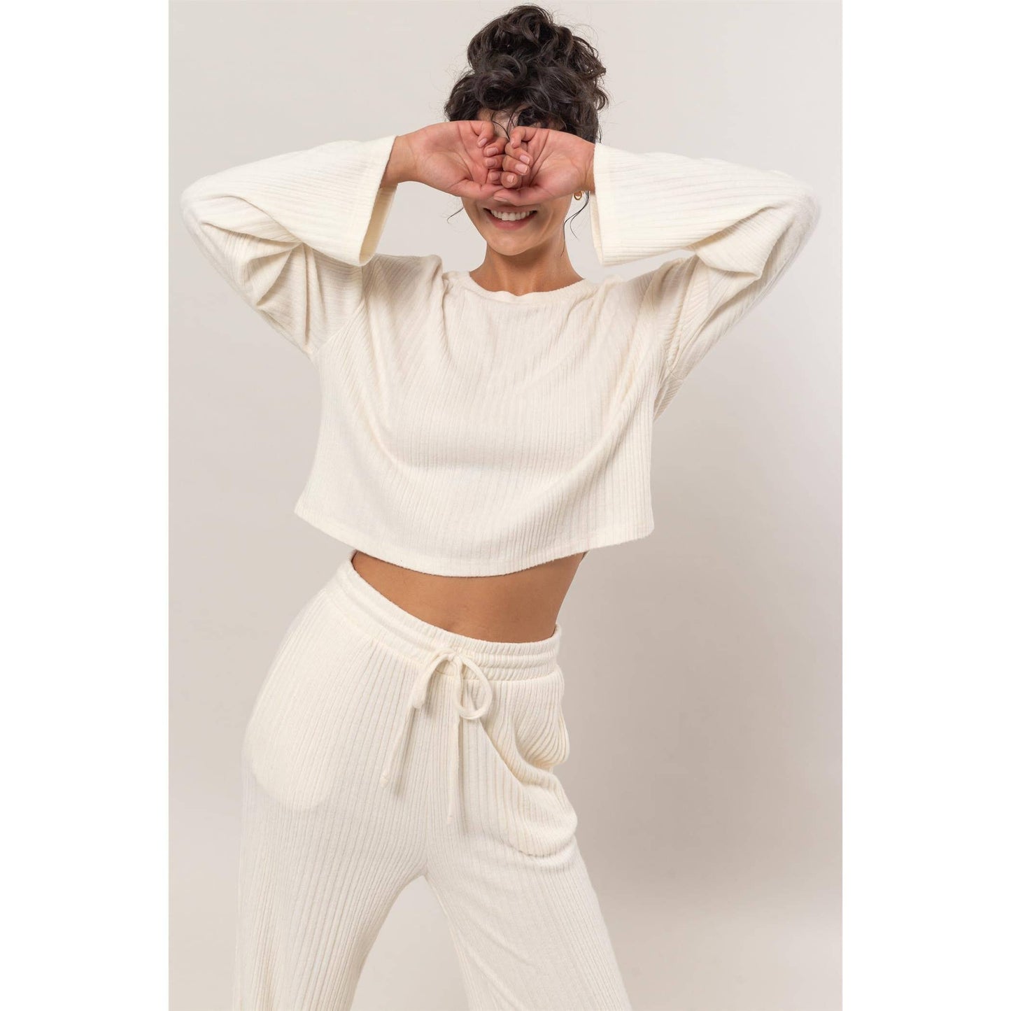 Ribbed Crop Top And Pants Set