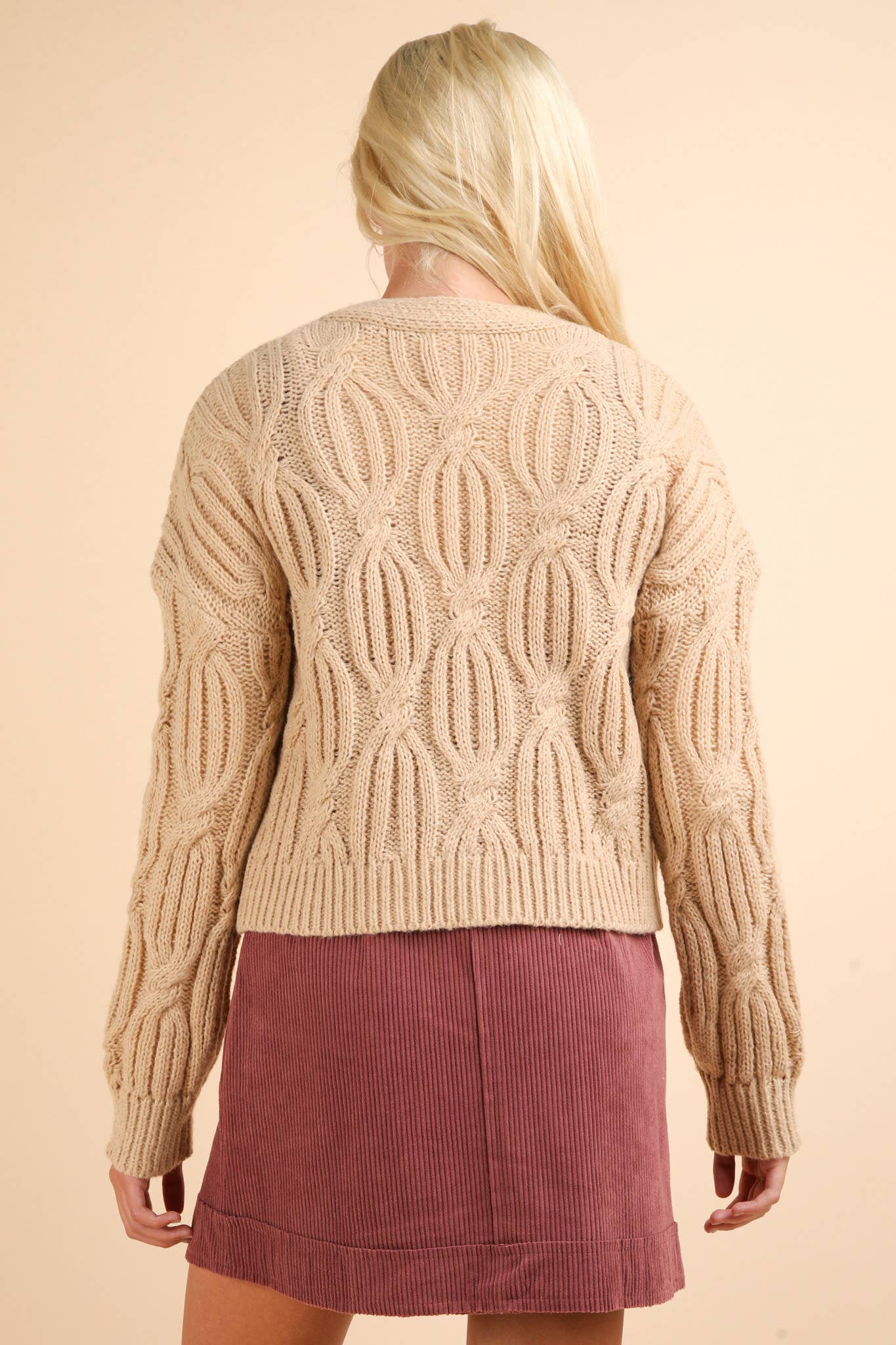 Hand-Made Flower Applique Knit Sweater Cardigan