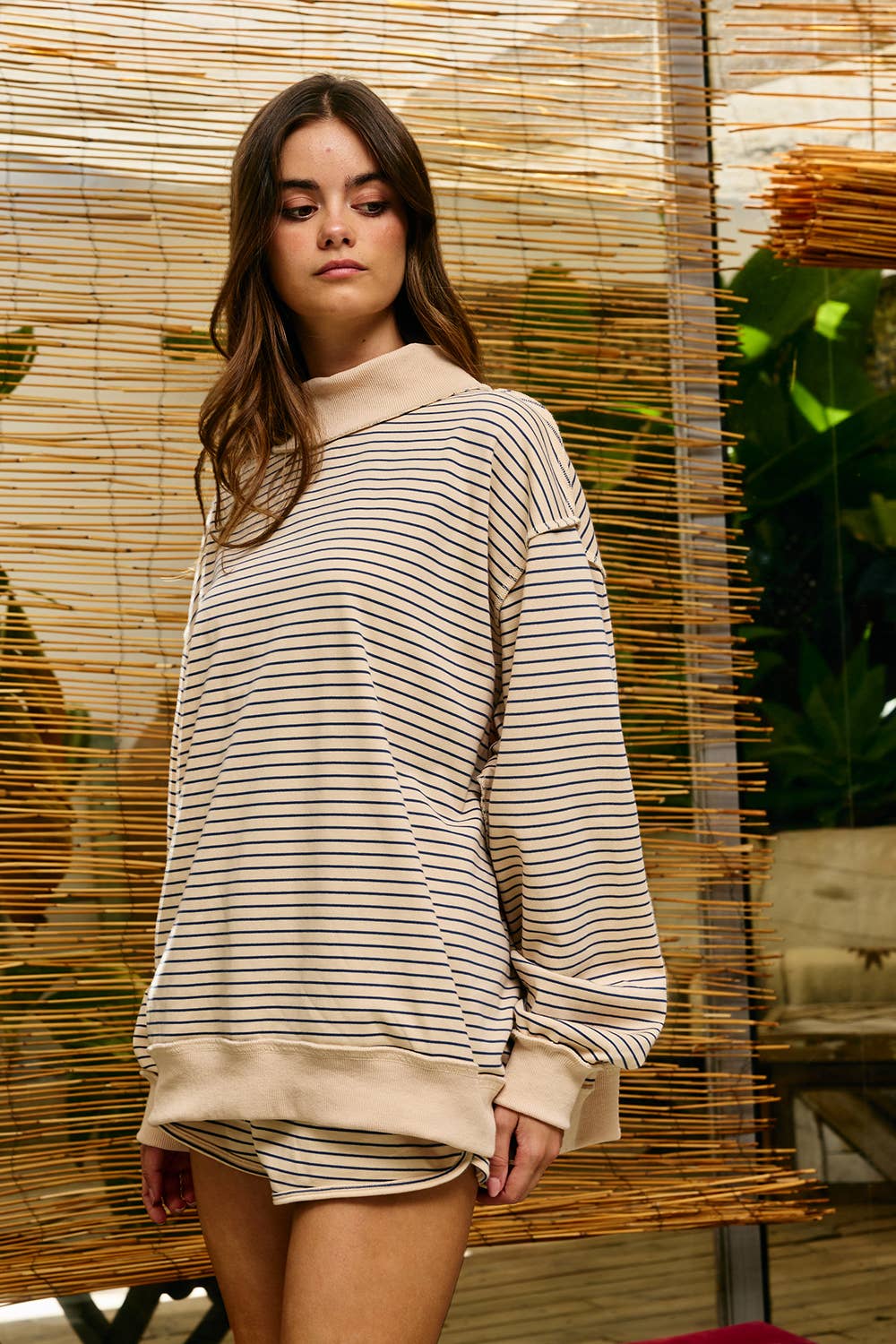 Stripe Mock Oversized Sweatshirt