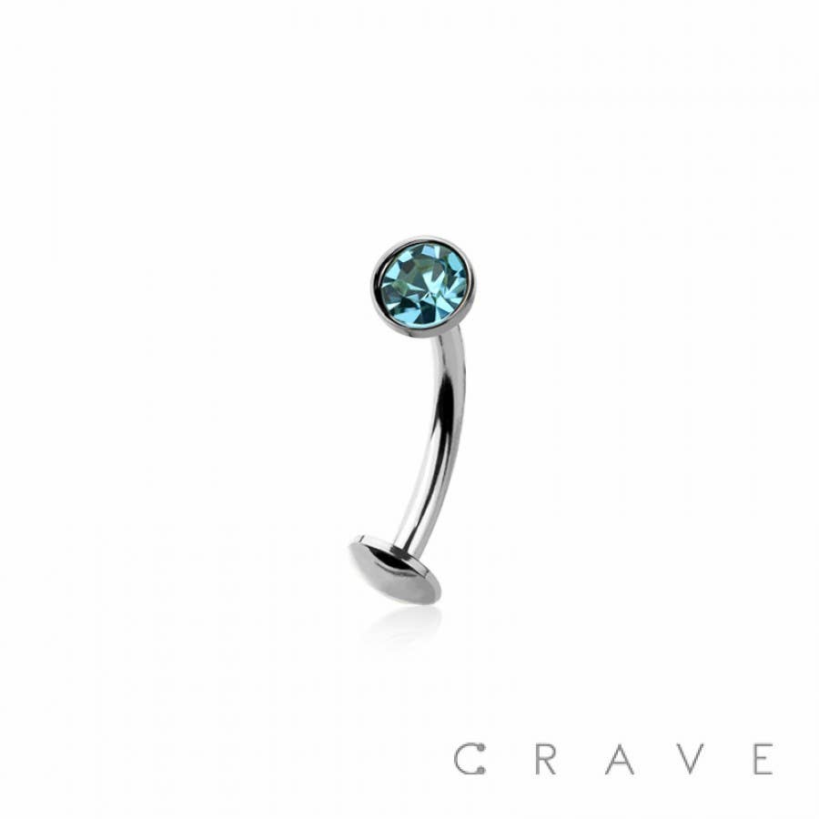 BEZEL CZ GEM 316L SURGICAL STEEL THREADLESS FLOATING BELLY B