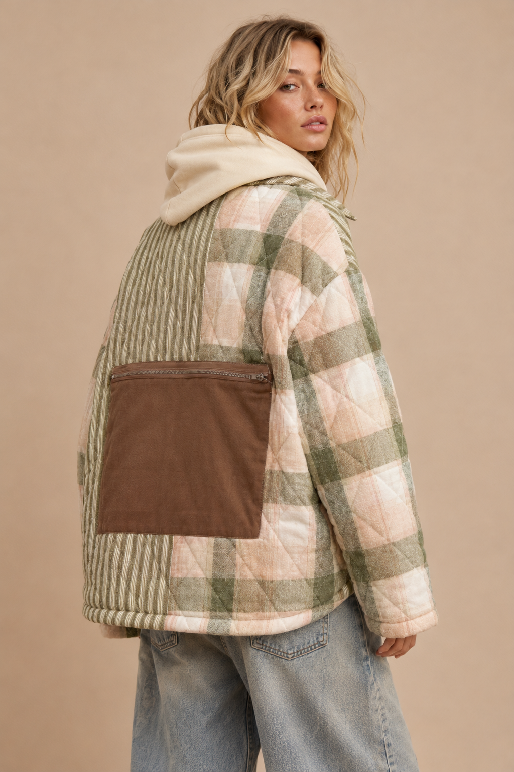 Mixed-Media Quilted Patchwork Jacket