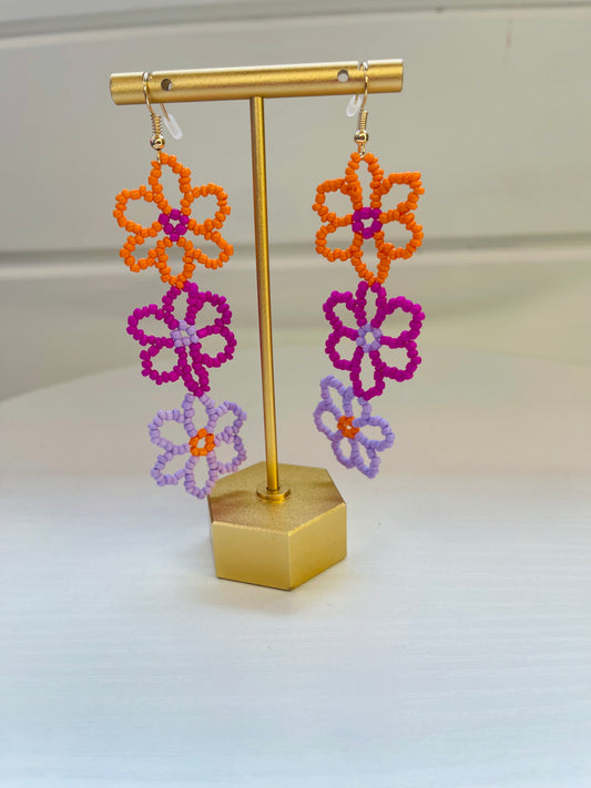 Beaded Flower Drop Earring