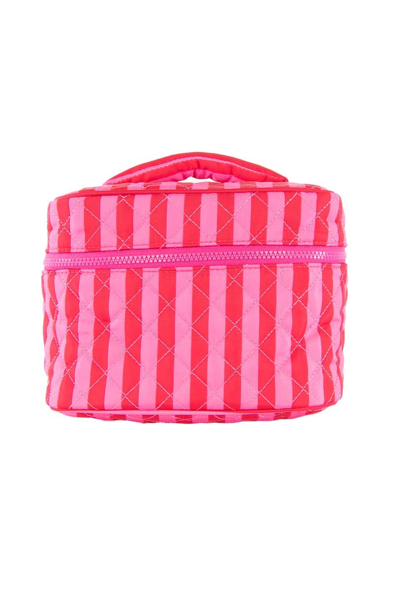 Pink and Hot Pink Striped Quilted Makeup Bag