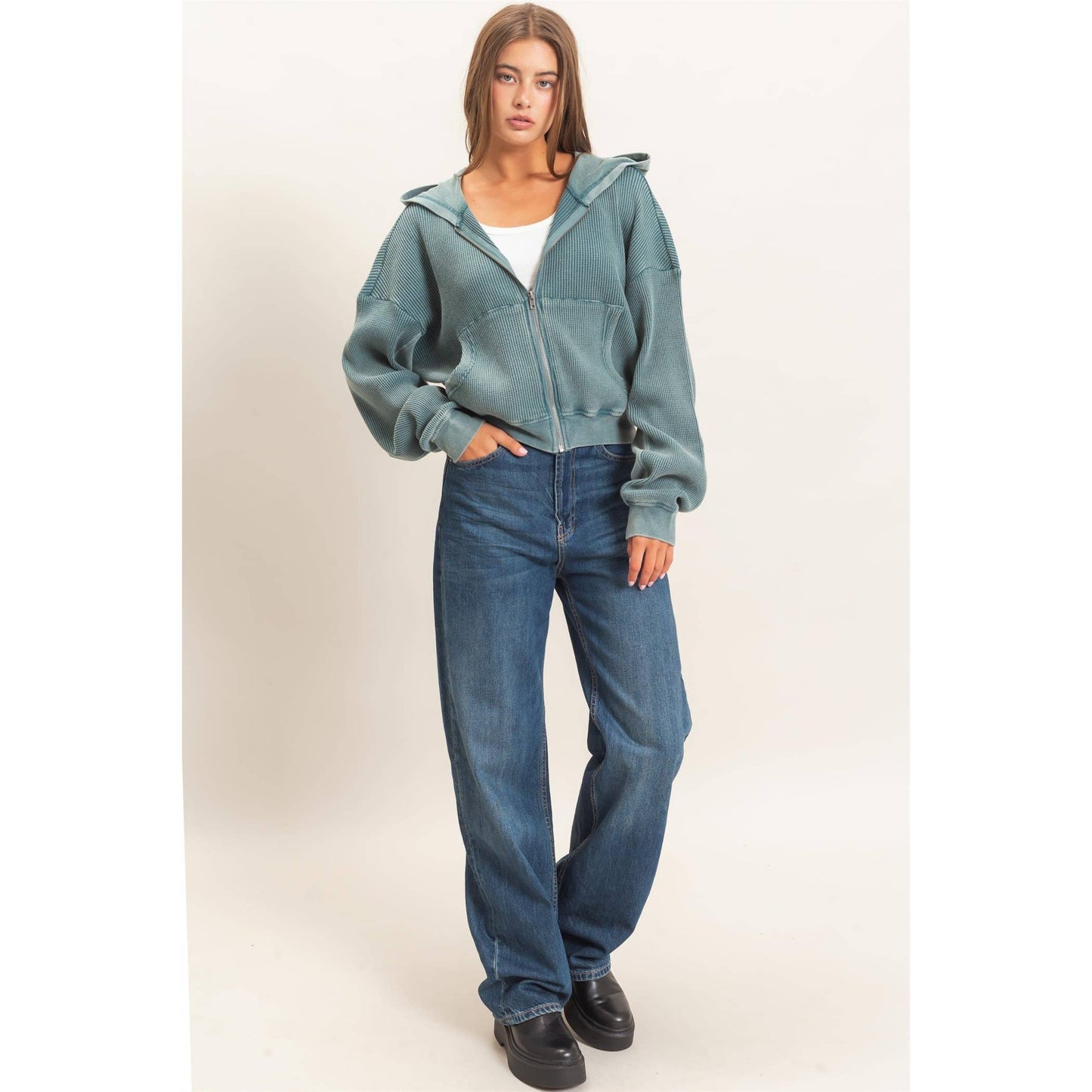 Weekday Waffle Knit Zip-up