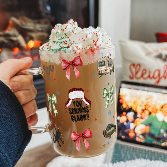 You Serious Clark 17oz Glass Mug With Lid and Straw