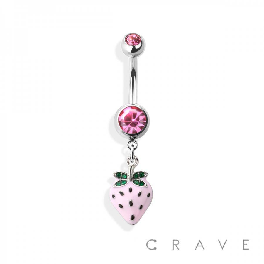 STRAWBERRY 316L SS DANGLE NAVEL RING