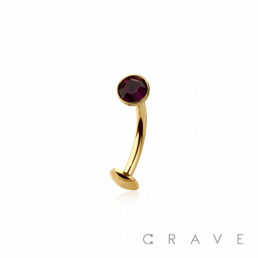 BEZEL CZ GEM 316L SURGICAL STEEL THREADLESS FLOATING BELLY B