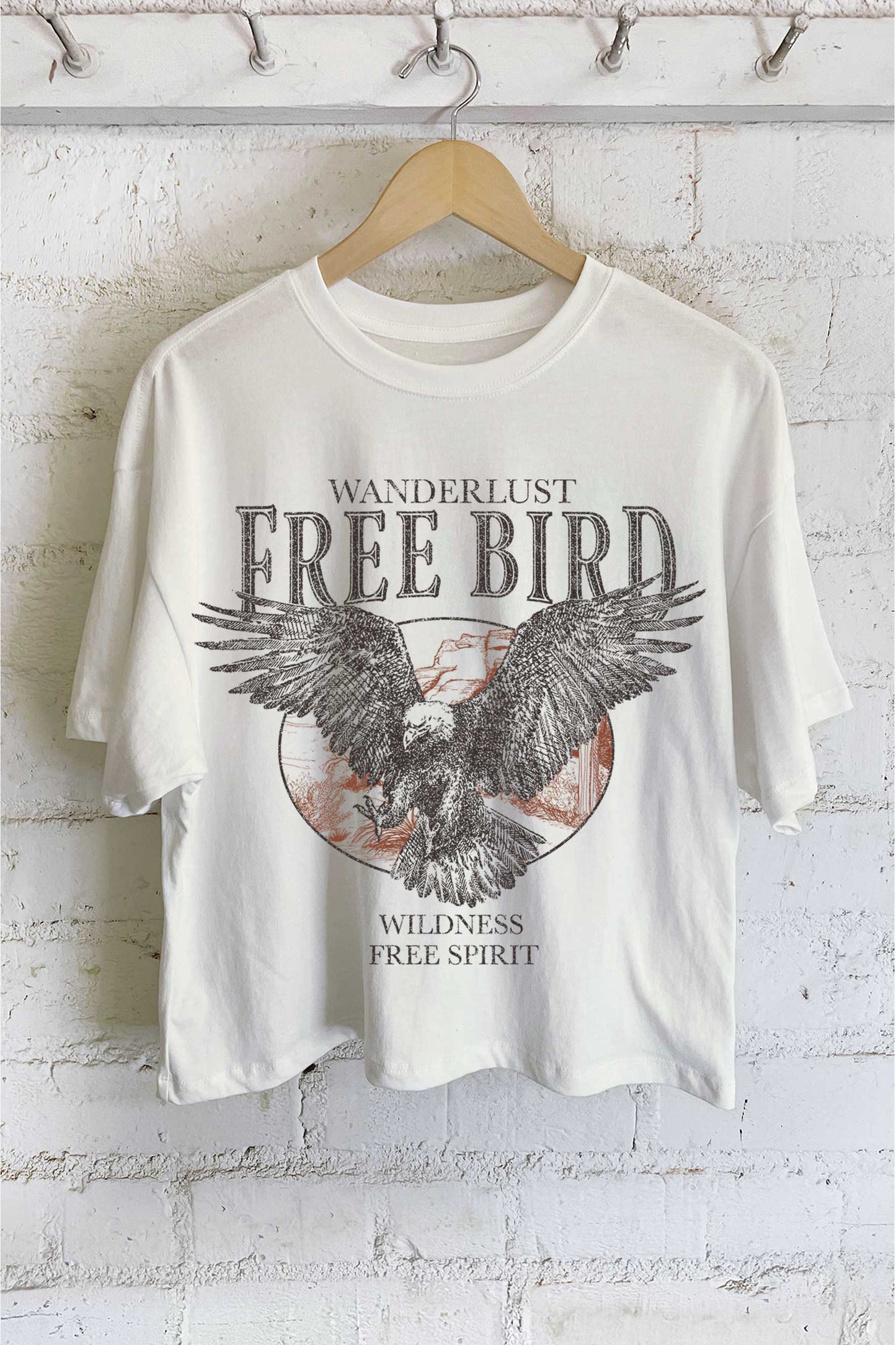 FREE BIRD EAGLE GRAPHIC LONG CROP TOP