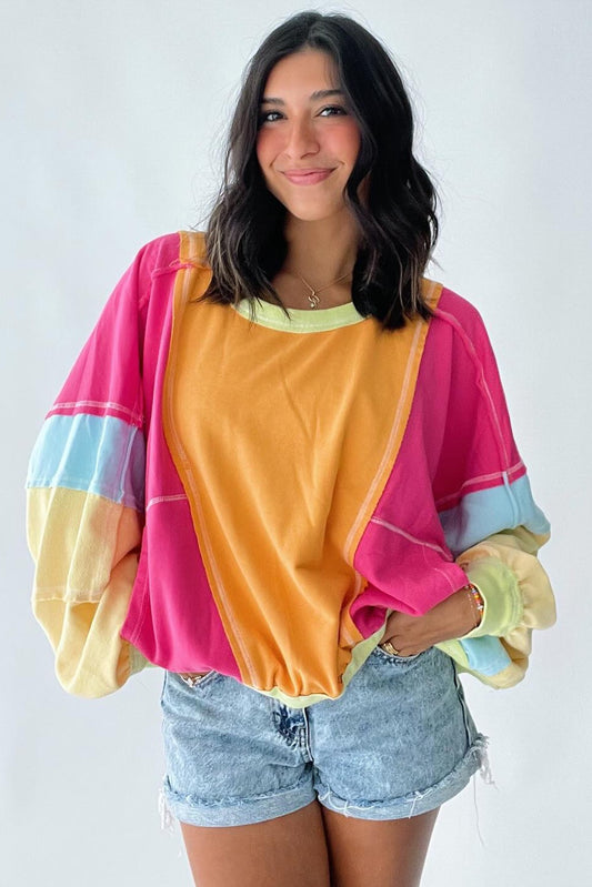 Plus Oversized Colorblock Sweatshirt