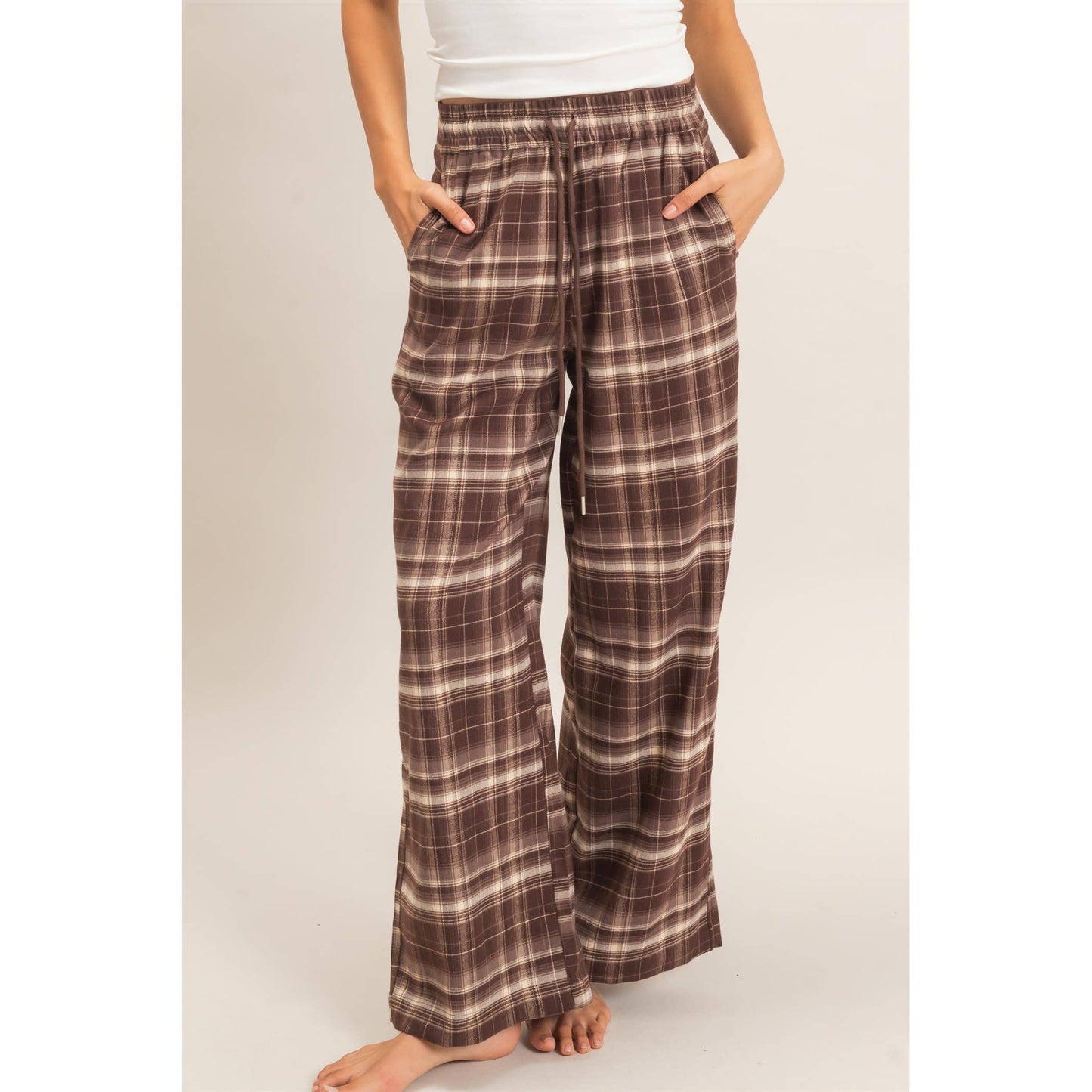 Plaid Wide-Leg Pants