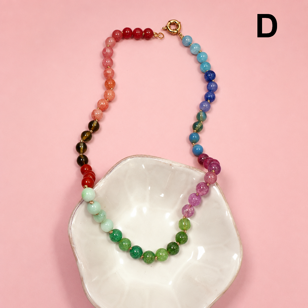 Natural Stone Semi-Precious Glass Mixed Necklace