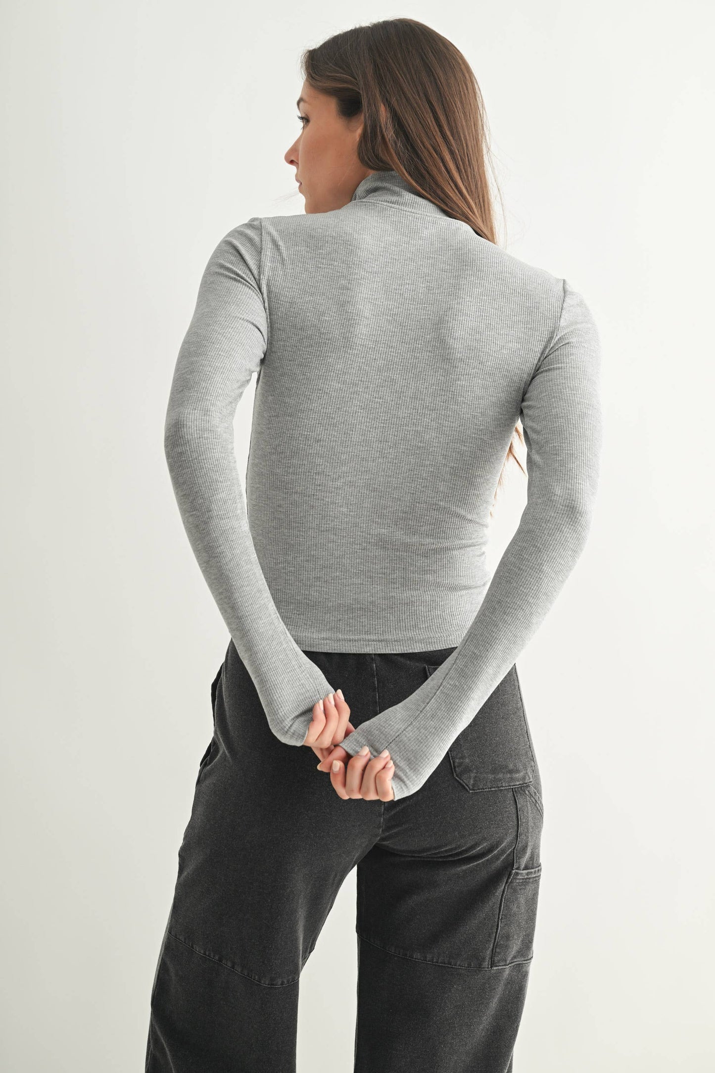 MonoB Micro Ribbed Long Sleeve Turtleneck