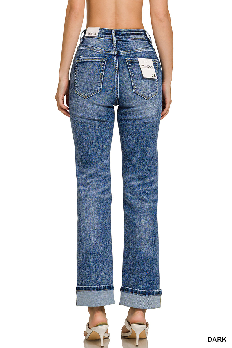 Zenana Cuffed Straight Leg