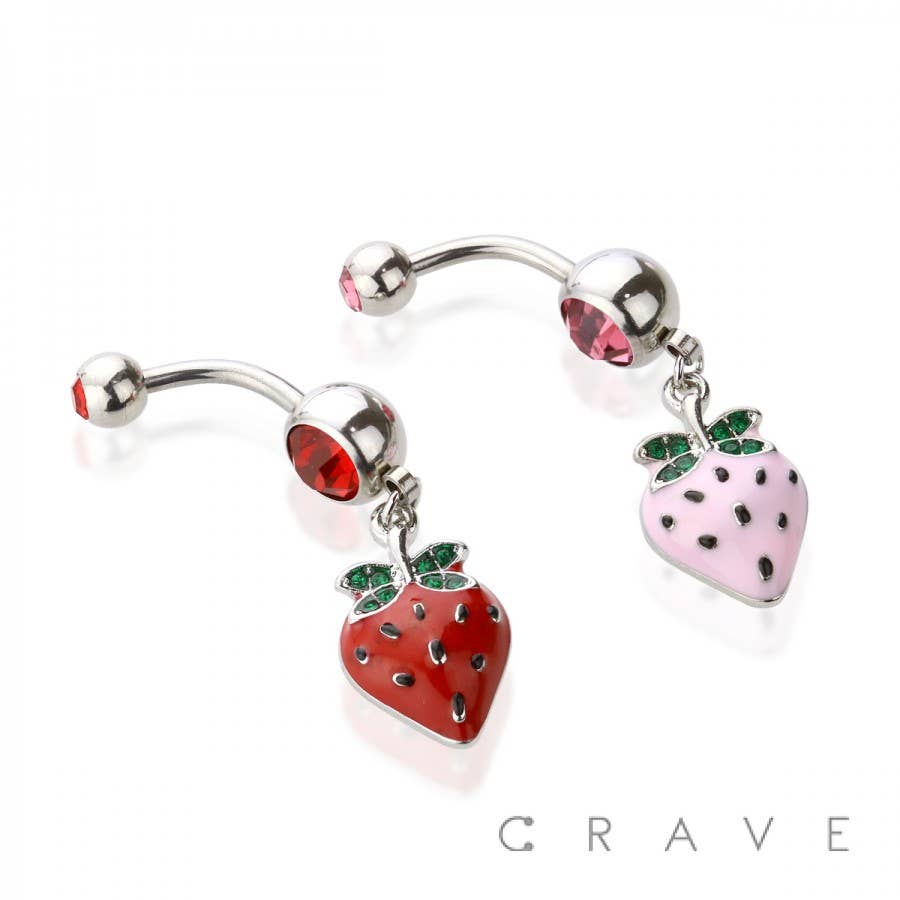 STRAWBERRY 316L SS DANGLE NAVEL RING