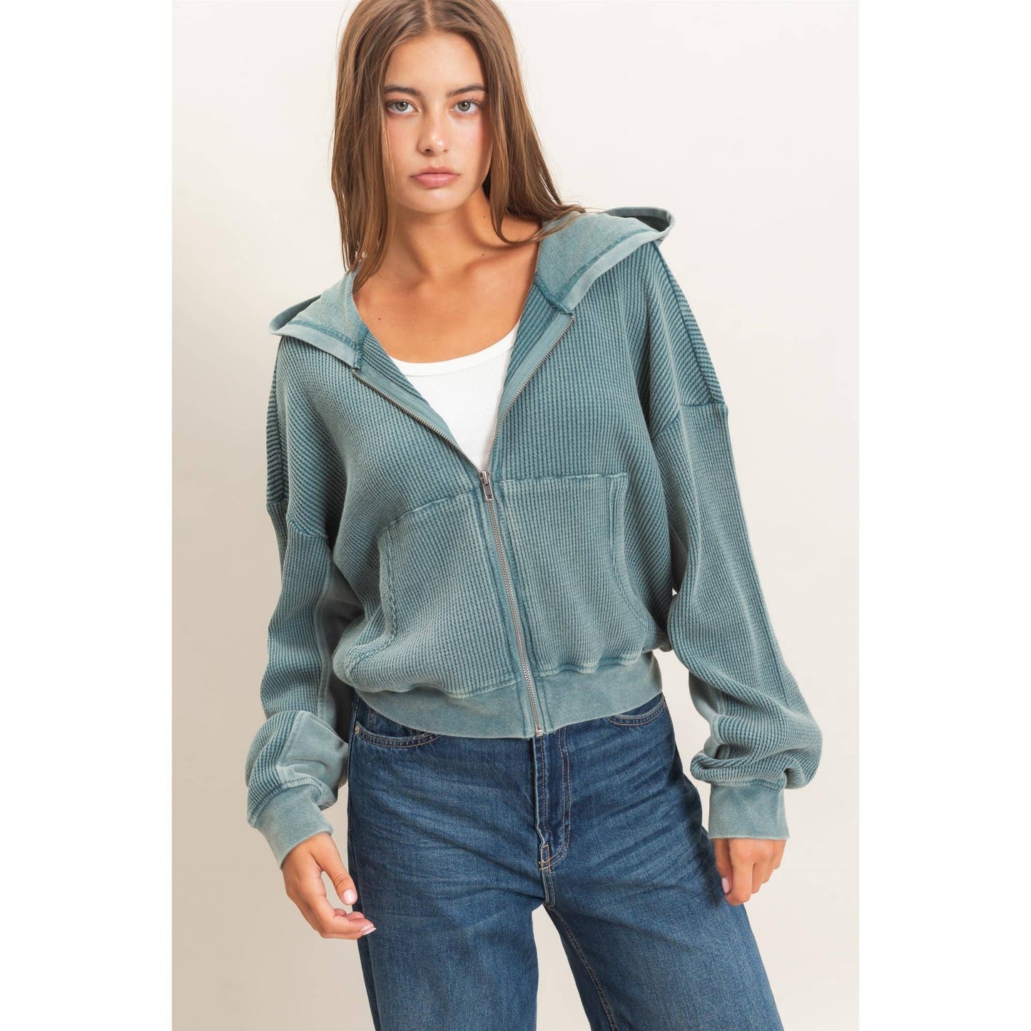Weekday Waffle Knit Zip-up