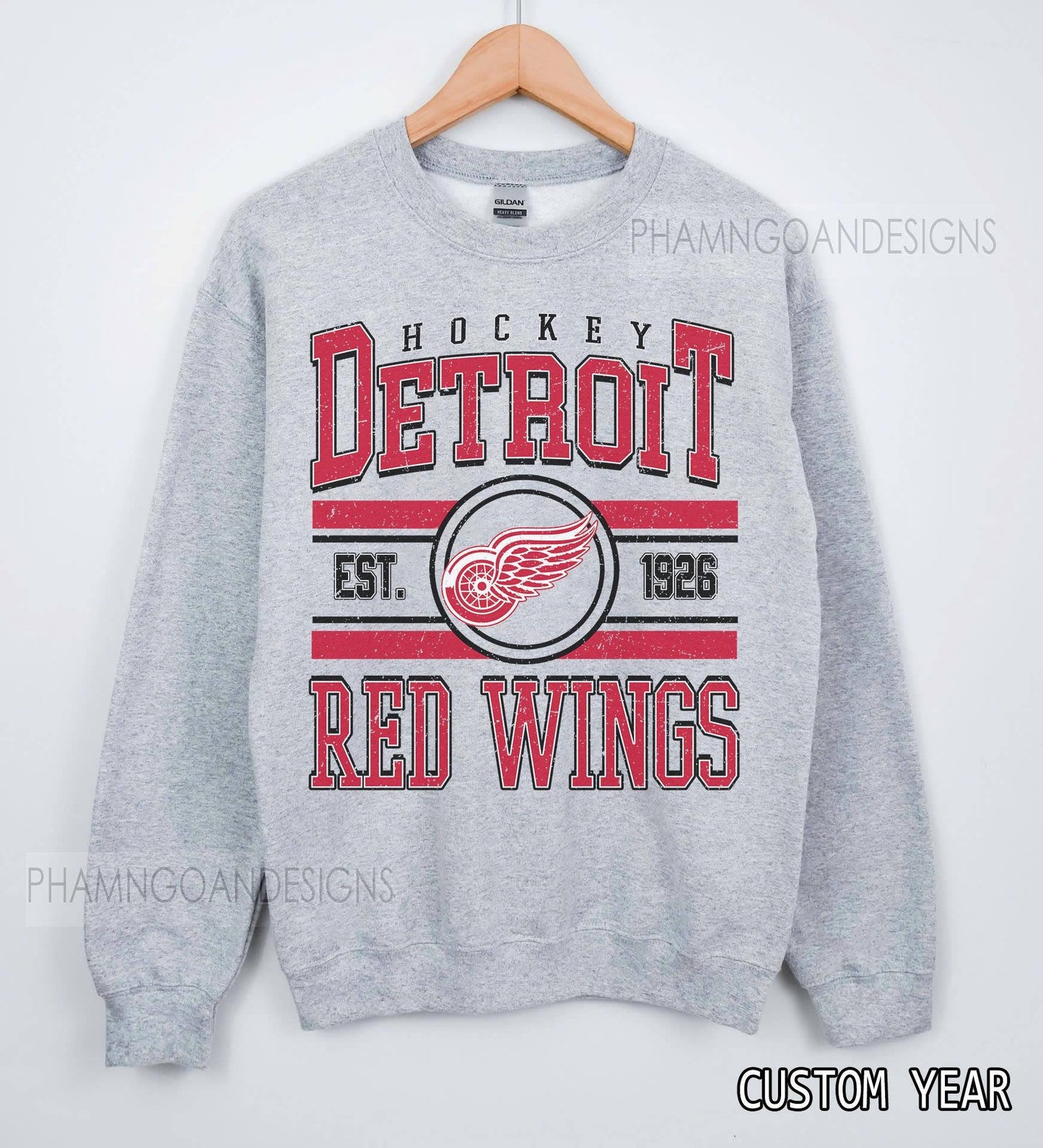 Detroit Hockey Fan Red Wings Crewneck Sweatshirt