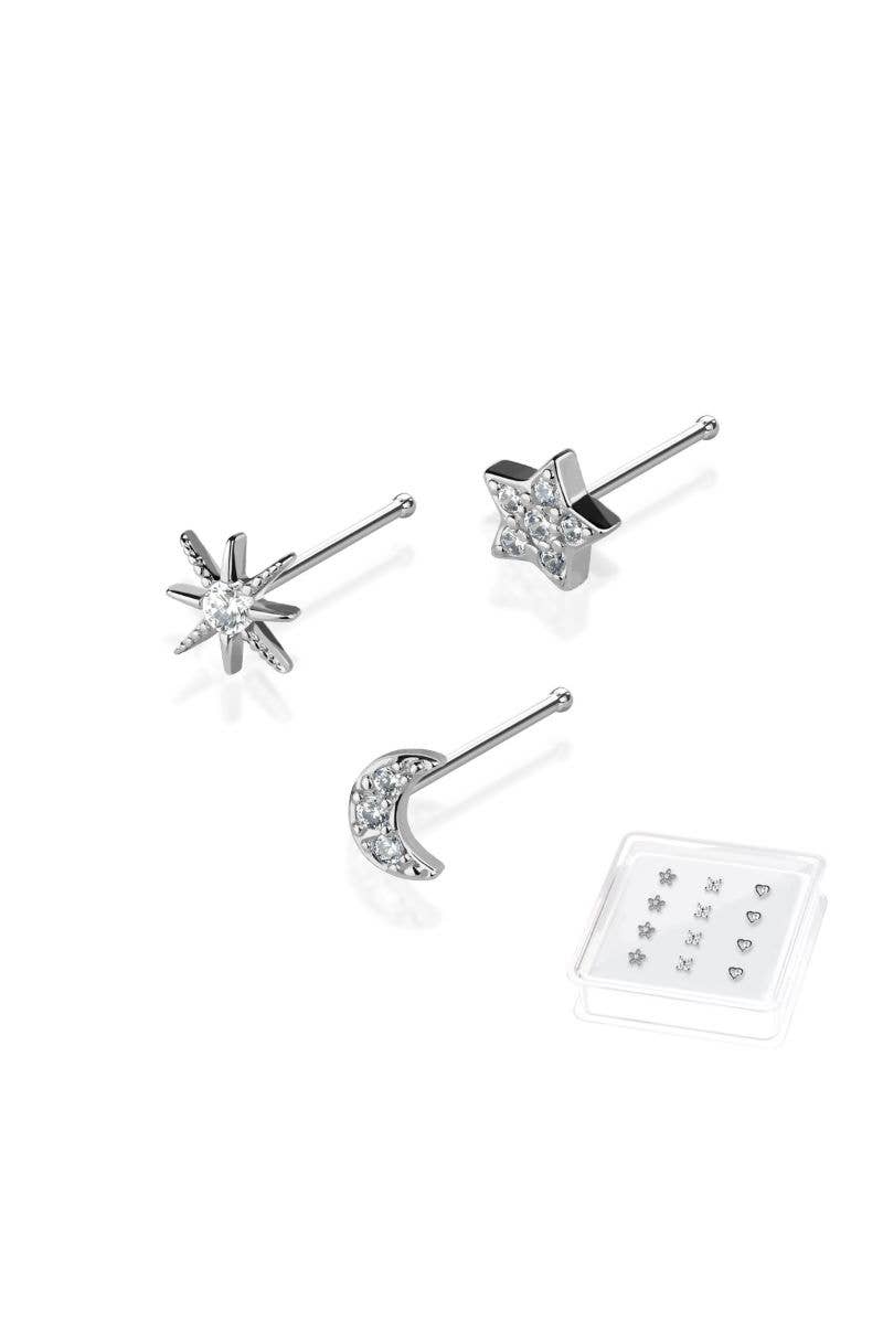 925 STERLING SILVER DESIGNS NOSE BONE PACKAGE