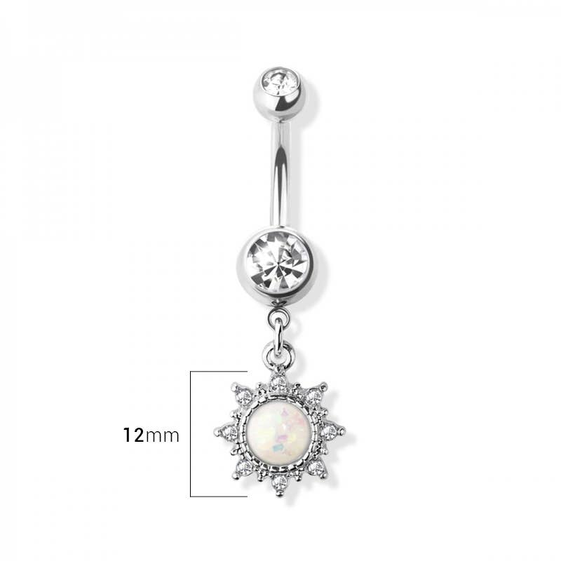 OPAL SUN DANGLE 316L SURGICAL STEEL NAVEL RING