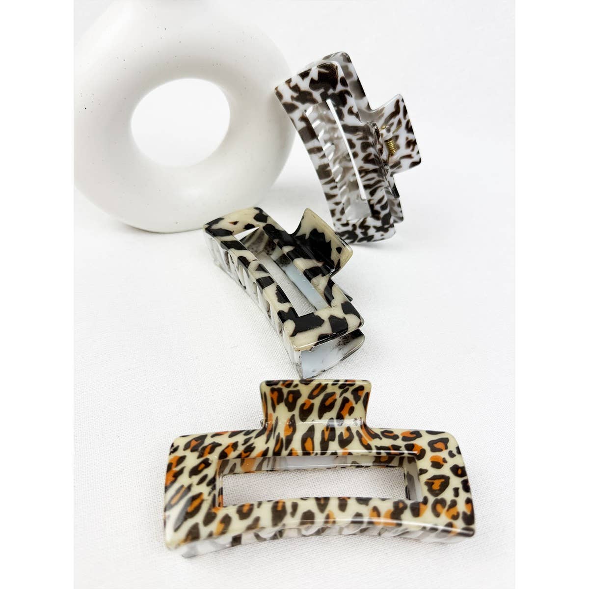 Leopard Print Rectangle Hair Claw Clip